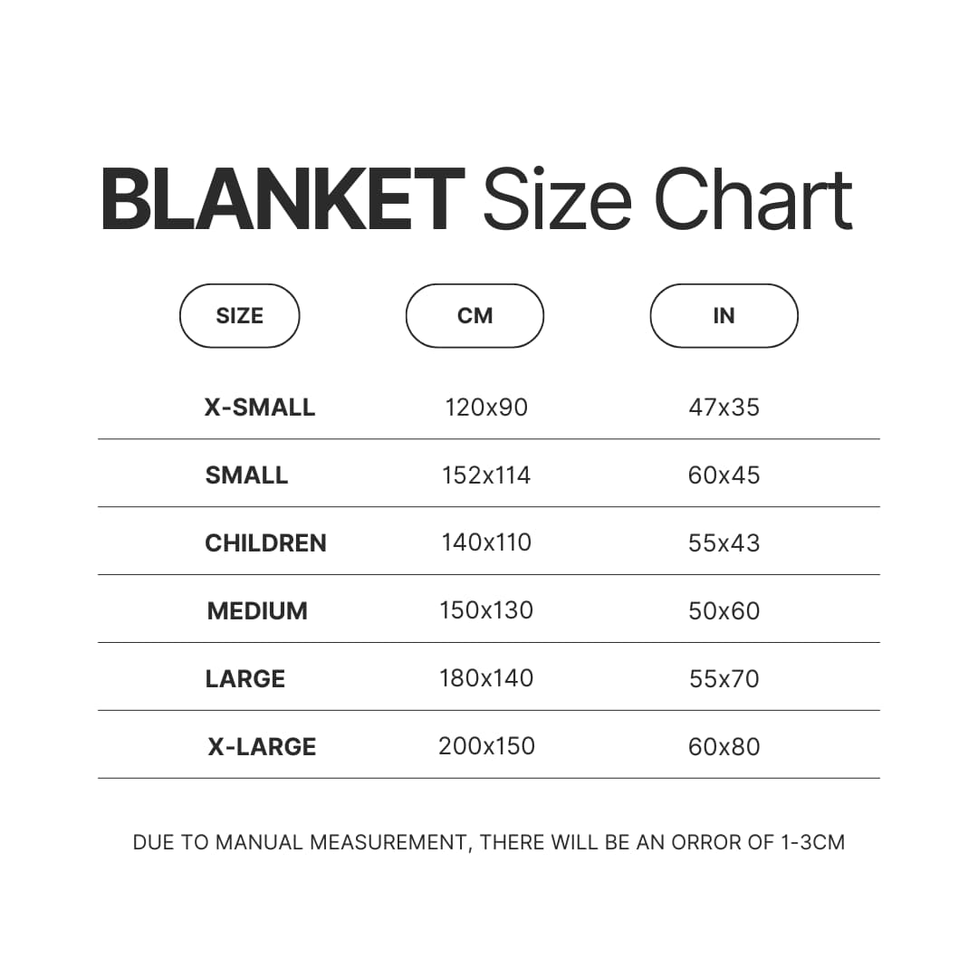 Blanket Size Chart - YuYu Hakusho Shop