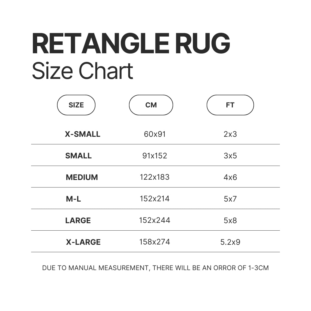 Retangle Rug Size Chart - YuYu Hakusho Shop