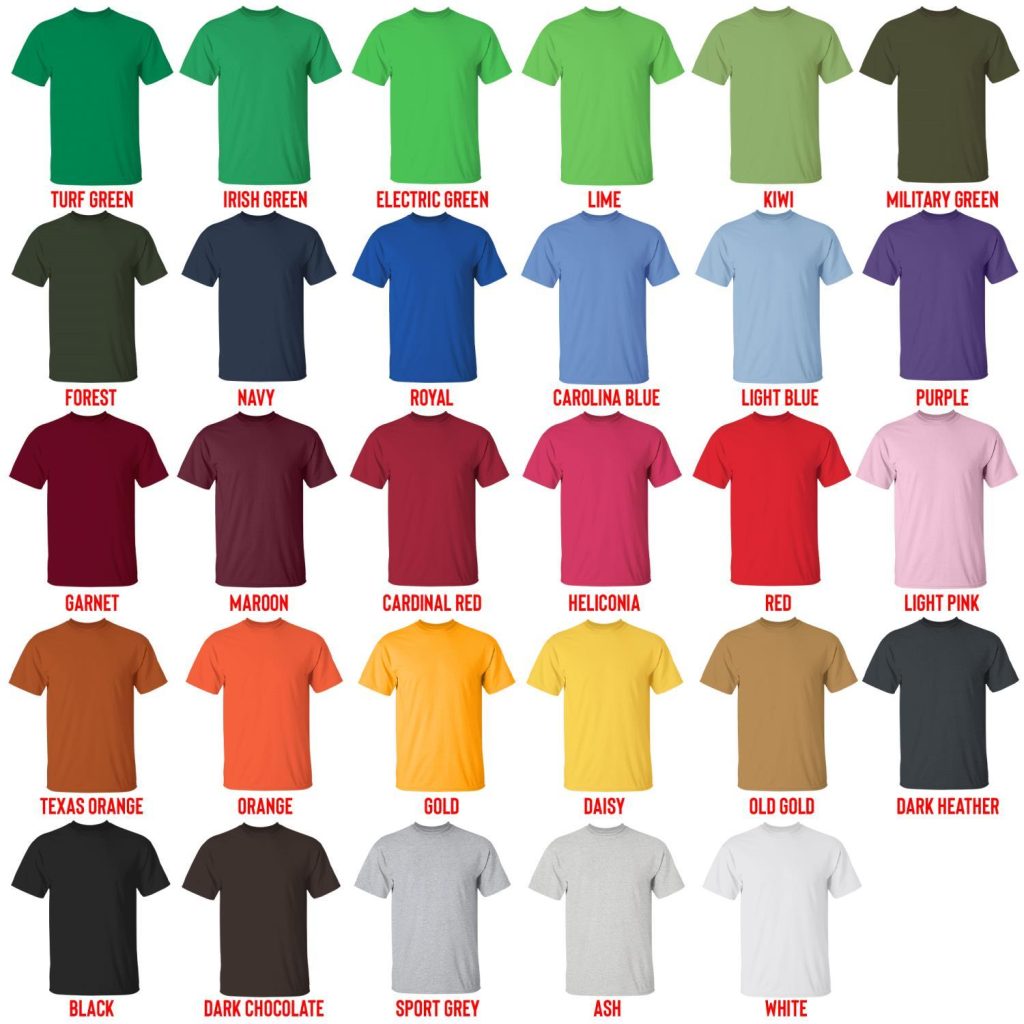 t shirt color chart - YuYu Hakusho Shop